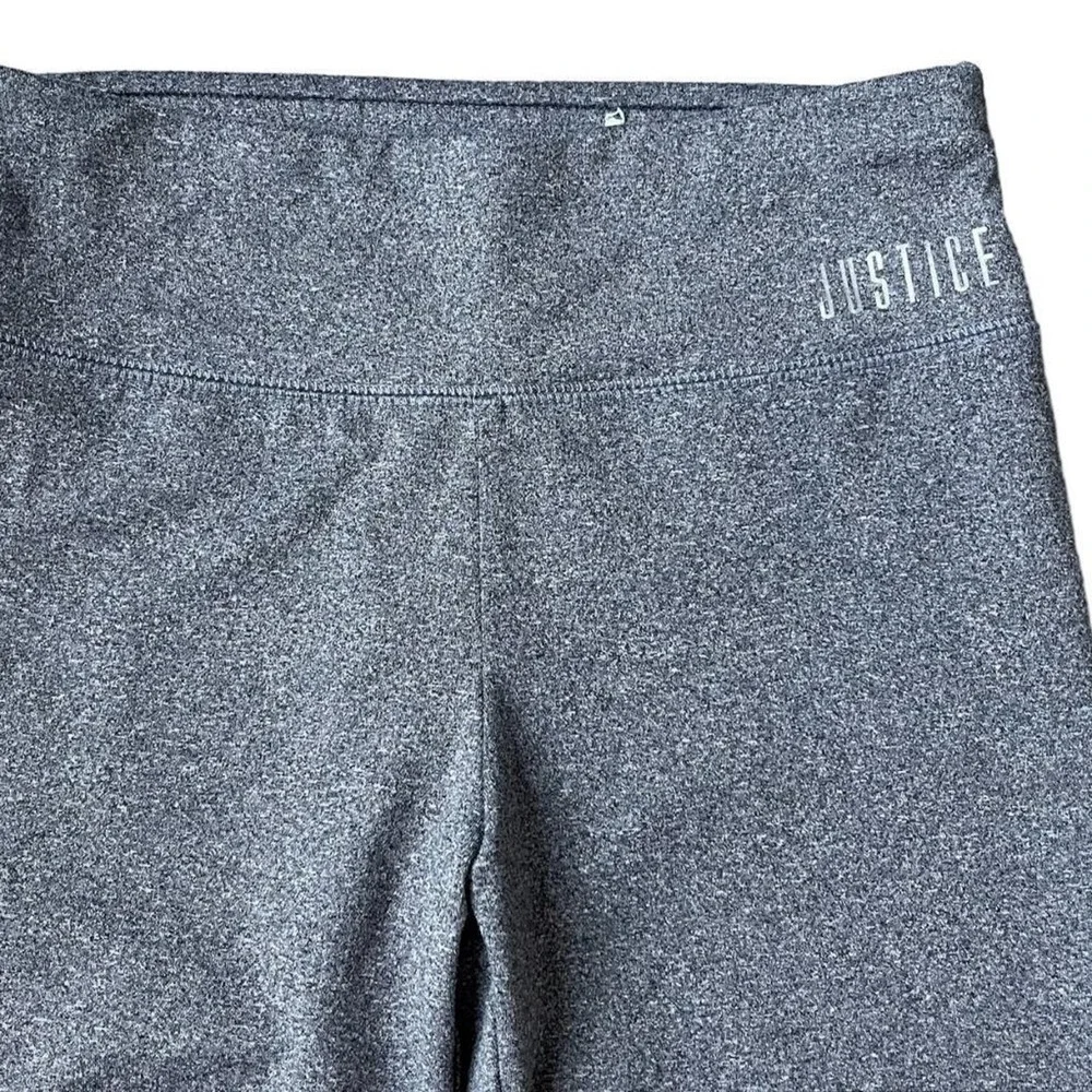 Girls 10 Justice Full Length Ankle Charcoal Gray Soft Stretch Classic Leggings